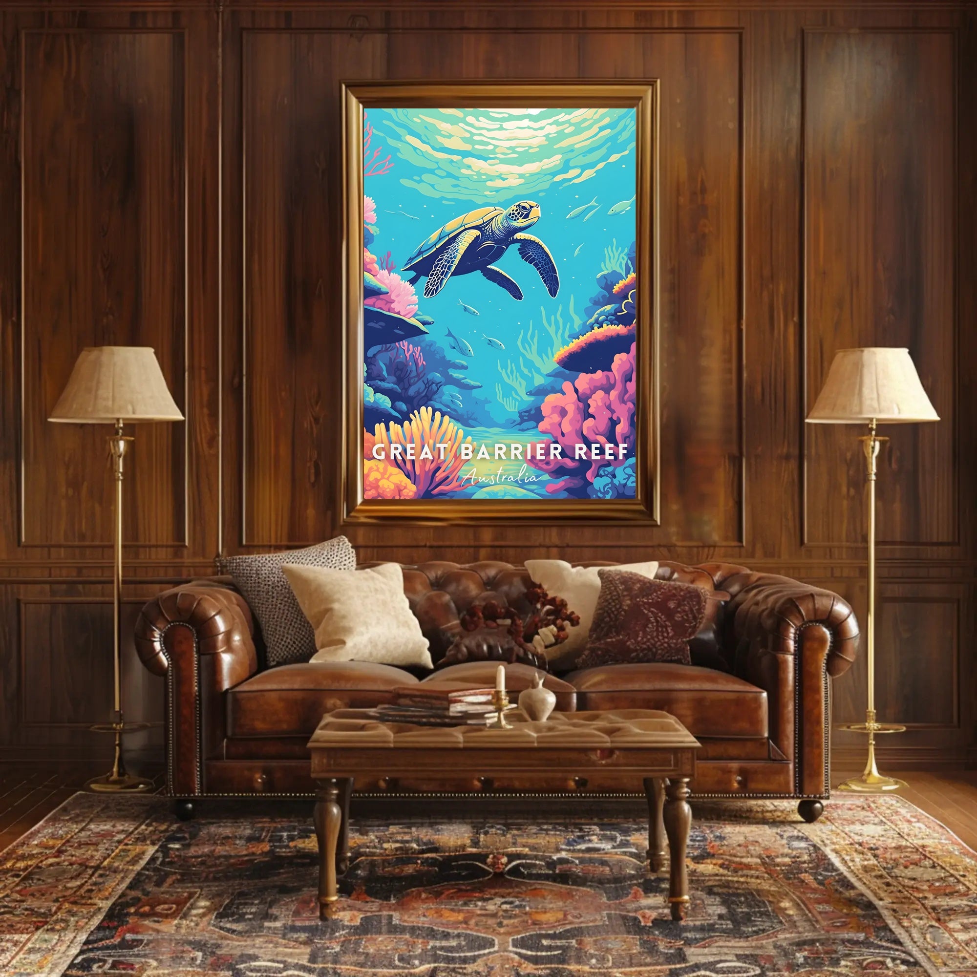 Underwater Sea Turtle: Vibrant Animal Poster