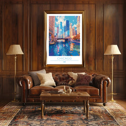 Chicago Skyline Reflections: Urban or Cityscape Poster