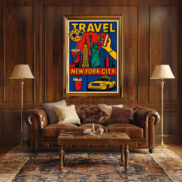 New York City Bold Colorful Skyline Poster Modern Wall Art