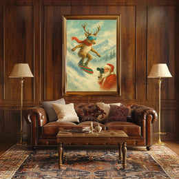 Reindeer On The Slopes Poster