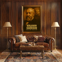 Benjamin Harrison Poster Vintage Presidential Portrait Wall Art Analog Film Aesthetic Print
