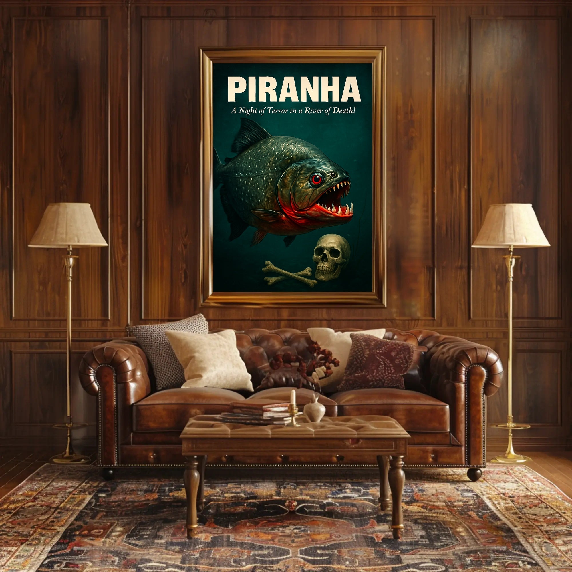 Piranha Horror Vintage Movie Art Animal Poster