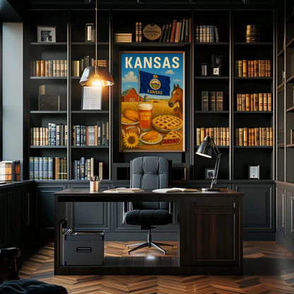 Kansas Farm Horse Pie Sunflower Beer Flag Travel Poster
