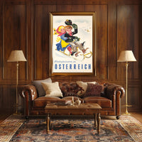 Winter Fun in Austria Vintage Travel Poster PosterGoat