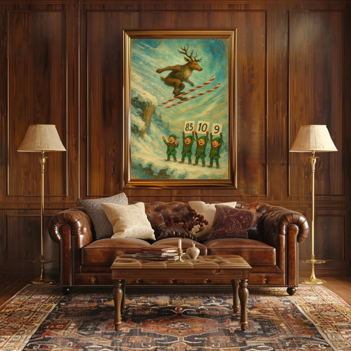 Reindeer Ski Jump Poster