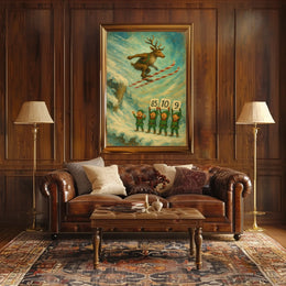 Reindeer Ski Jump Poster