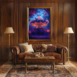 Enchanted Carousel in Autumn Night Fantasy or Mythology Poster