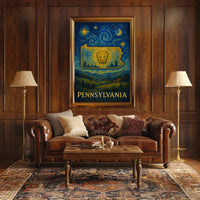 Artistic Pennsylvania Night Scene: Vintage Impressionistic Poster
