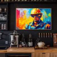 Dynamic Construction Worker Abstract Art Poster