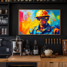Dynamic Construction Worker Abstract Art Poster
