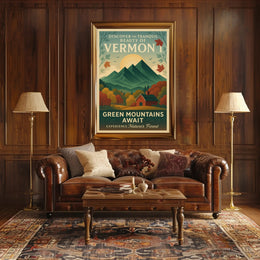 Green Mountains Await Vintage Poster Print