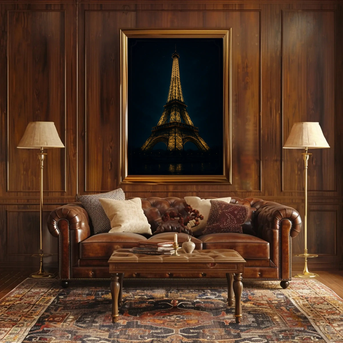 Illuminated Eiffel Tower at Night Poster