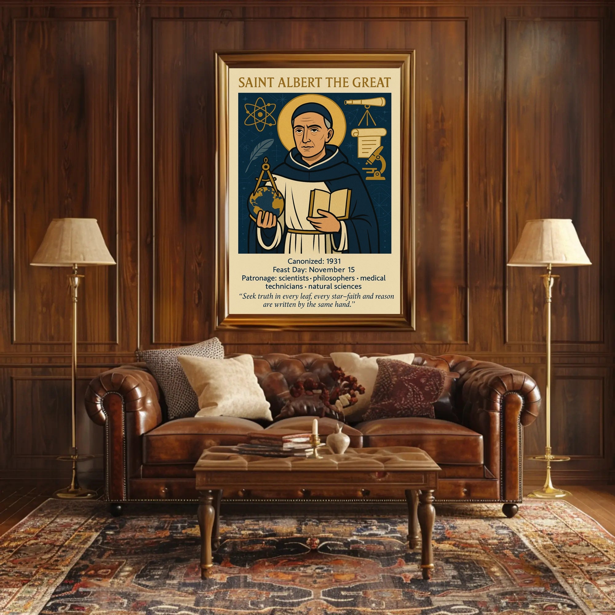 Saint Albert Wisdom Vintage Educational or Infographic Poster