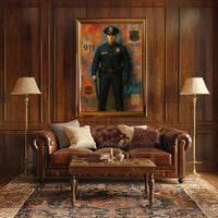 Bold Police Officer Portrait for Law, Order, and Justice Poster