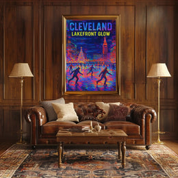 Cleveland Lakefront Glow Poster