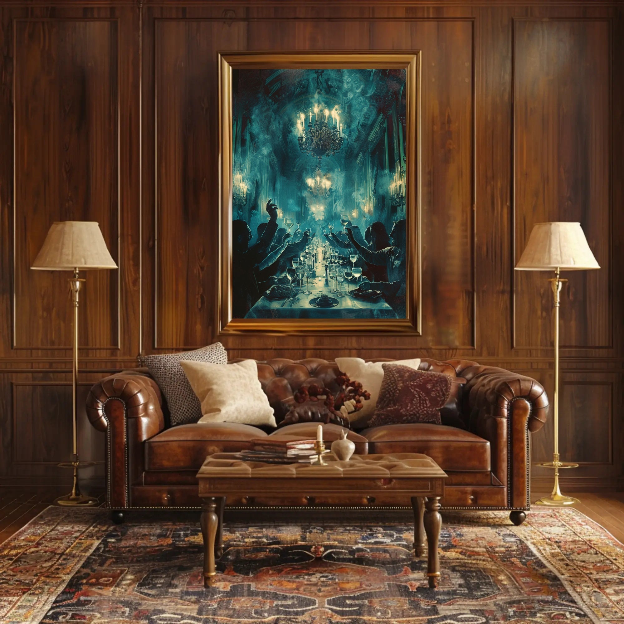 Mystical Gathering in Opulent Banquet Scene Fantasy Poster PosterGoat