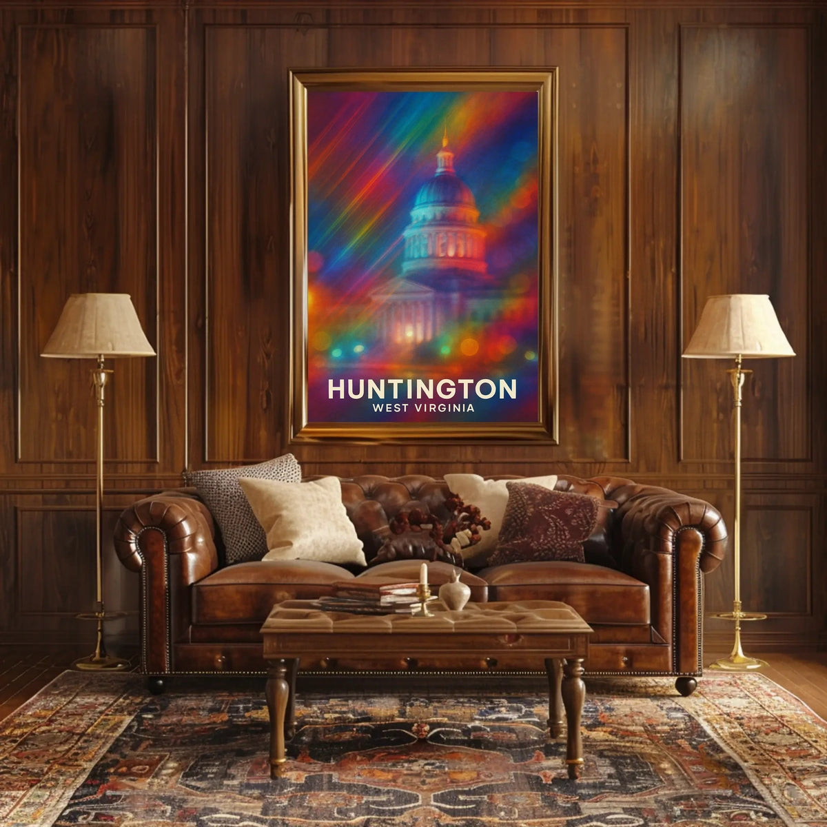 Huntington West Virginia Cityscape Vintage Collector Poster