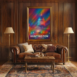 Huntington West Virginia Cityscape Vintage Collector Poster