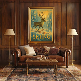 Skiing Reindeer Adventure Poster