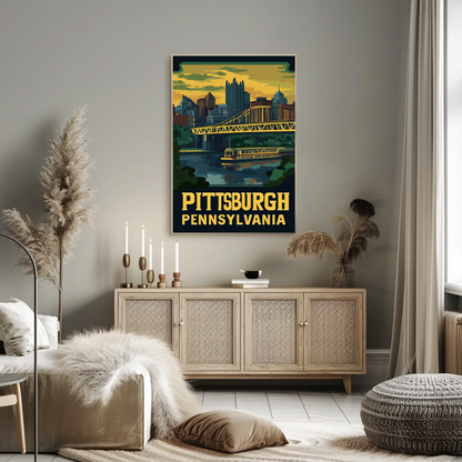 Pittsburgh, Pennsylvania Vintage Travel Poster