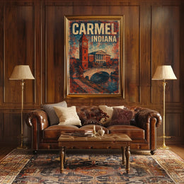 Carmel Indiana Vintage Travel Poster