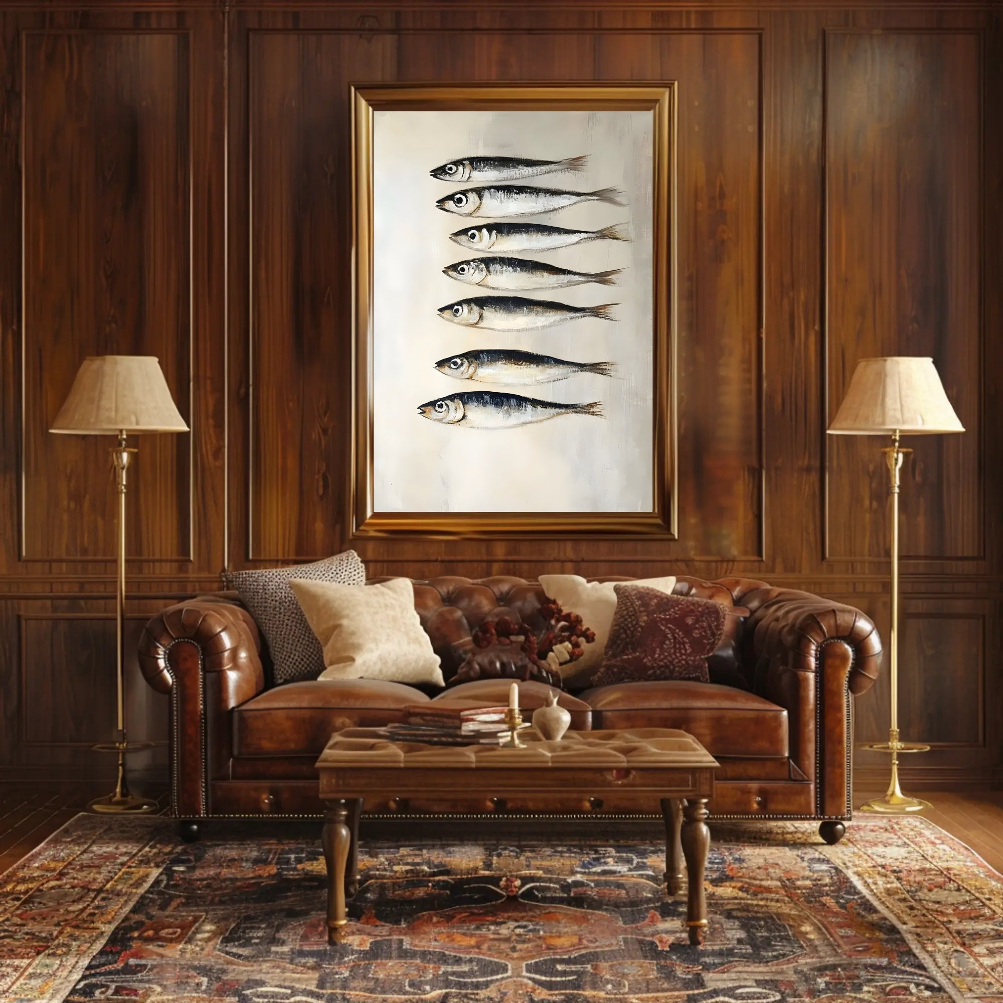 School Of Fish Poster Minimalist Coastal Wall Art