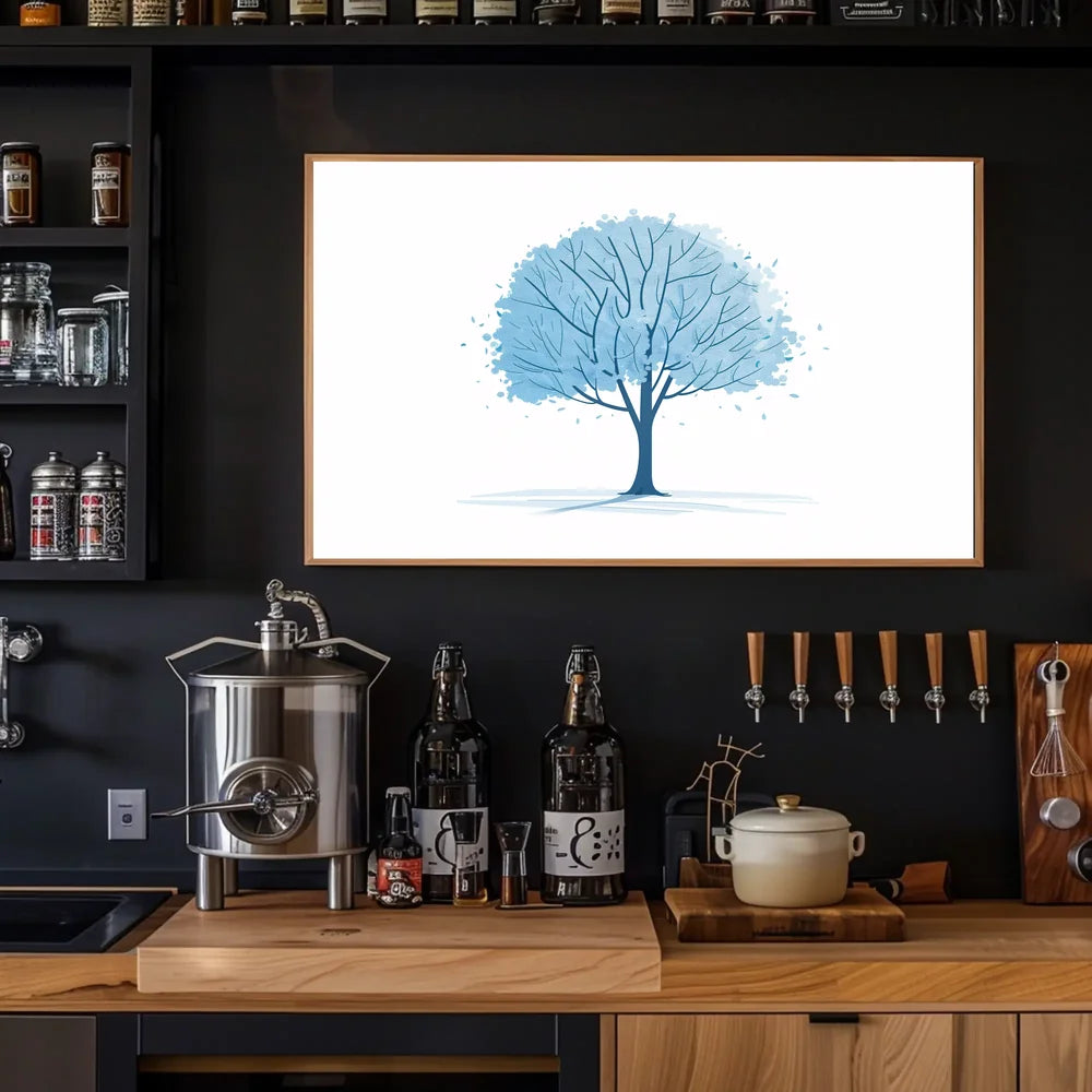Tranquil Blue Tree Minimalist Art Print