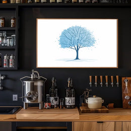 Tranquil Blue Tree Minimalist Art Print