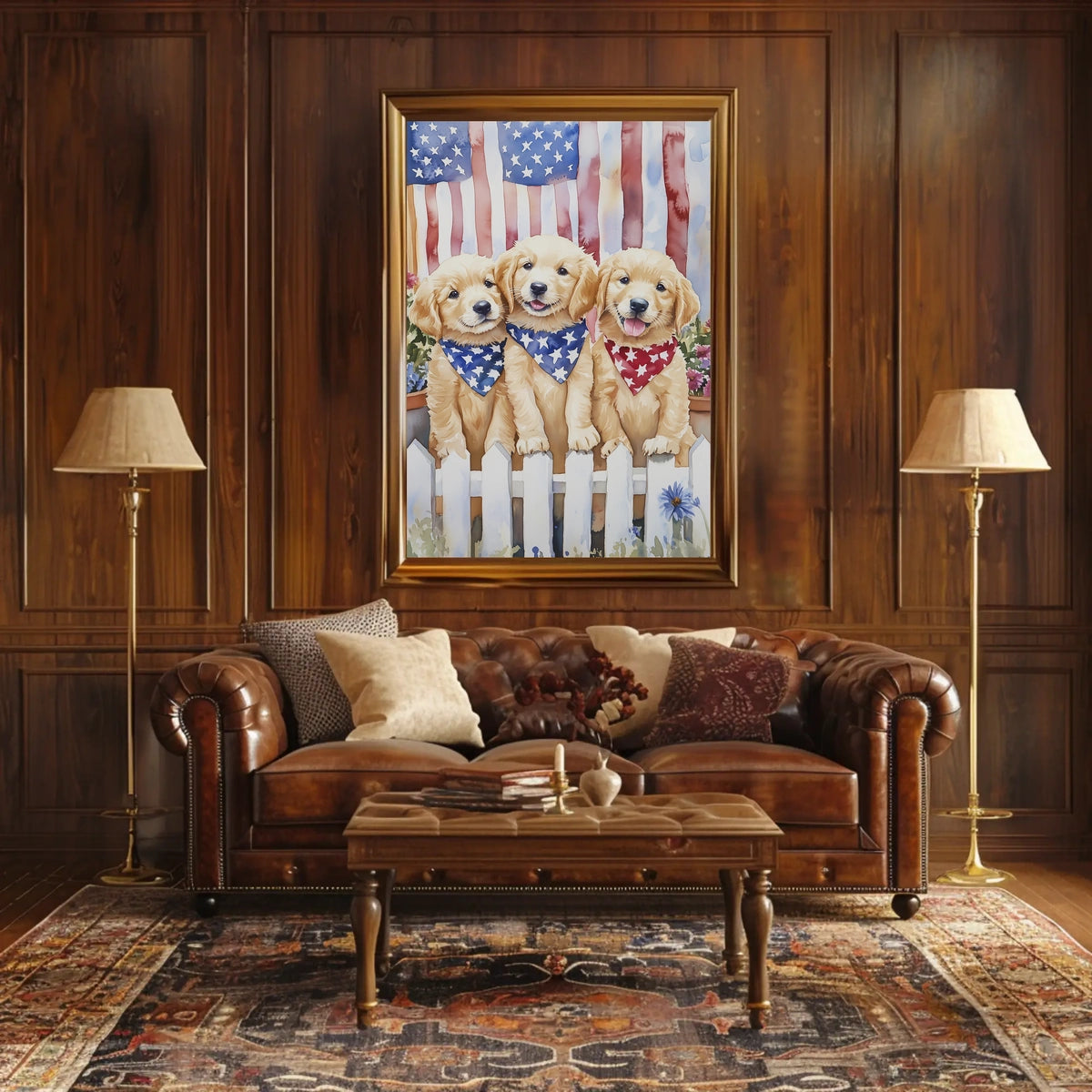 Charming Trio Of Golden Retriever Puppies Artwork Poster