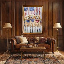 Charming Trio Of Golden Retriever Puppies Artwork Poster
