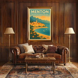 Menton Riviera Vintage Travel Poster: Sunset Serenity