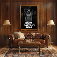 Classic Horror Zombies Vintage Black White Cinematic Gothic Mid Century Dark Poster