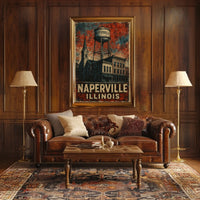 Naperville Vintage Cityscape Steampunk Heritage Poster