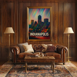 Indianapolis Skyline Cityscape Travel Inspiration Photography Realism Urban Dream Poster