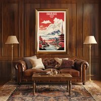 Scenic Japanese Autumn Landscape: Vintage Travel Poster