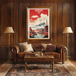 Scenic Japanese Autumn Landscape: Vintage Travel Poster
