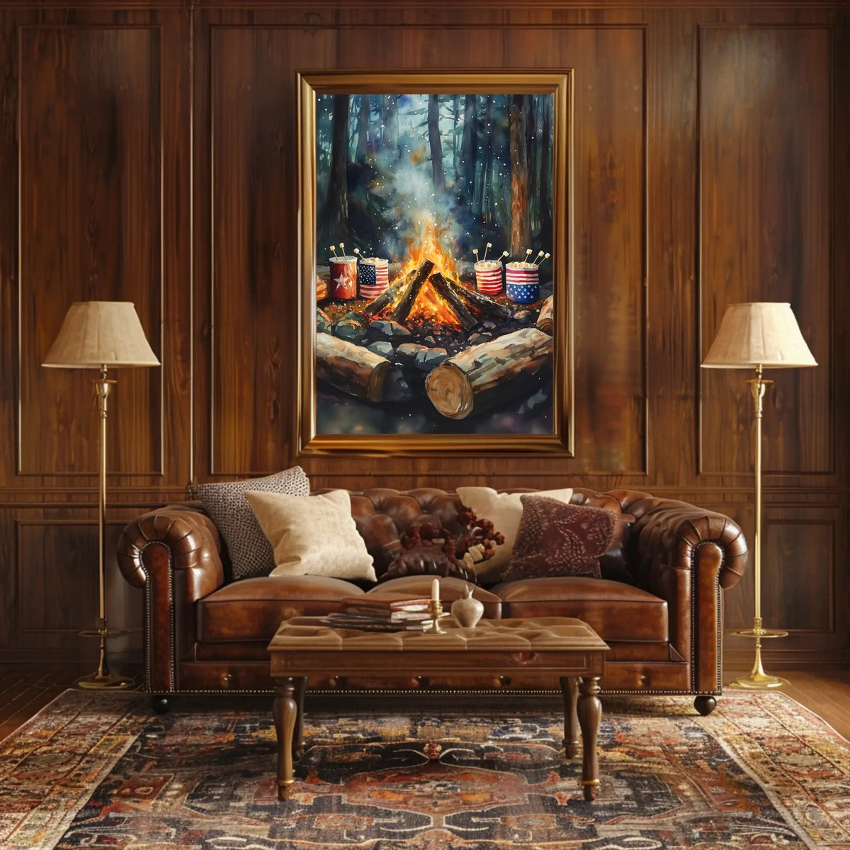 Cozy Glowing Campfire Night In The Forest Scene Poster