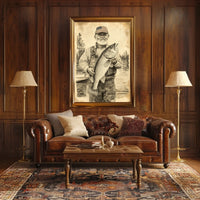 Vintage Style Fisherman Holding Large Bass Rustic Poster