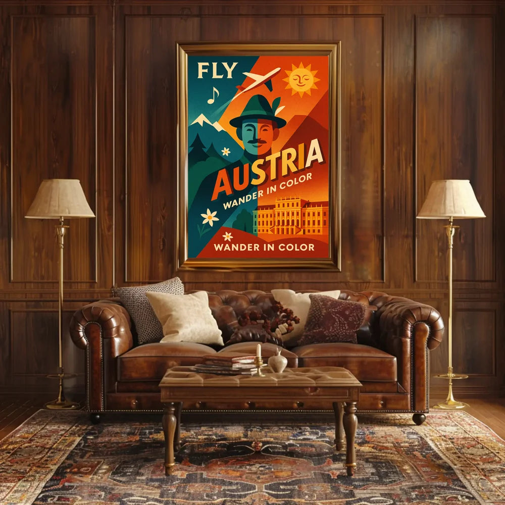 Austria Retro Travel Art with Vibrant Cultural Heritage Poster PosterGoat