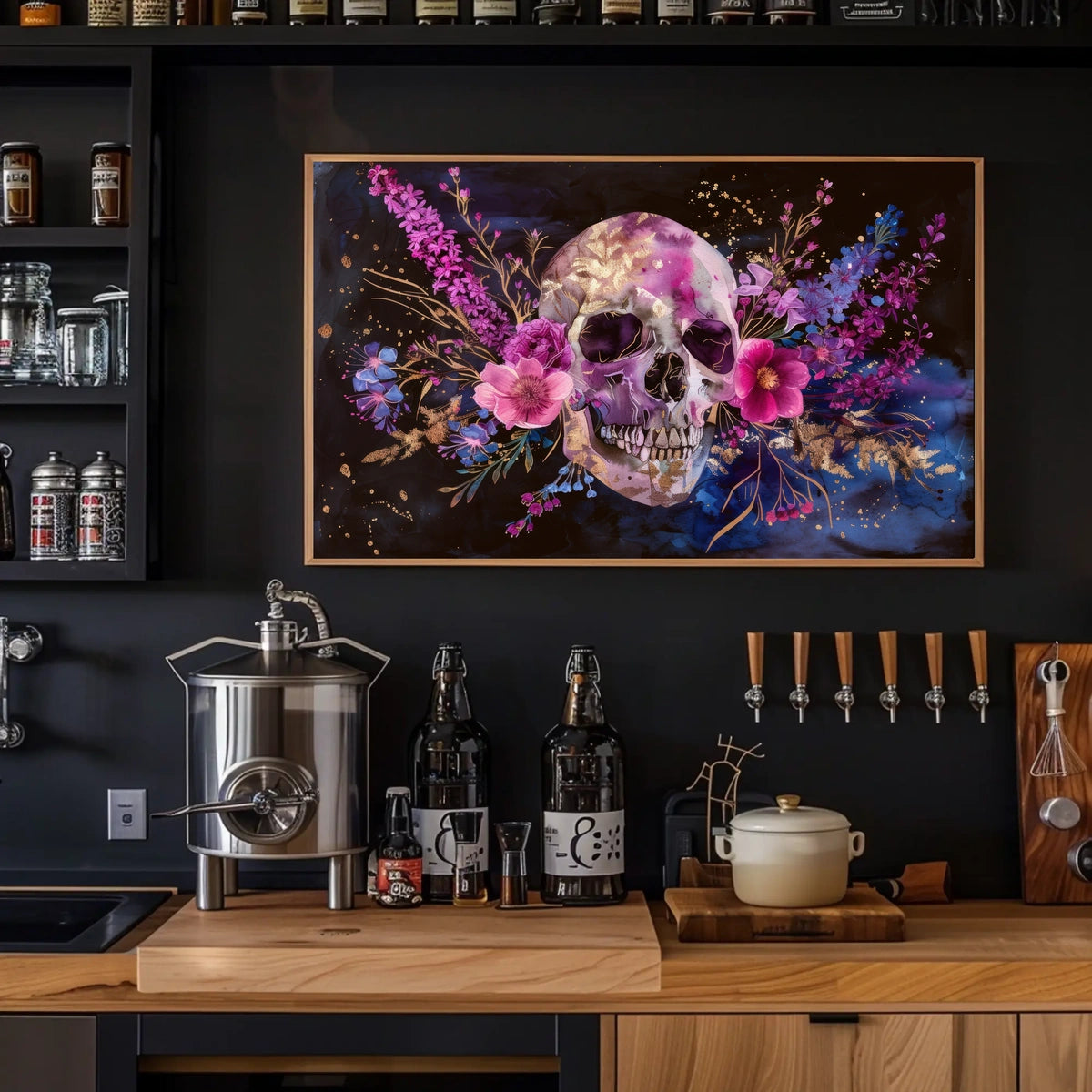 Floral Skull Art Poster