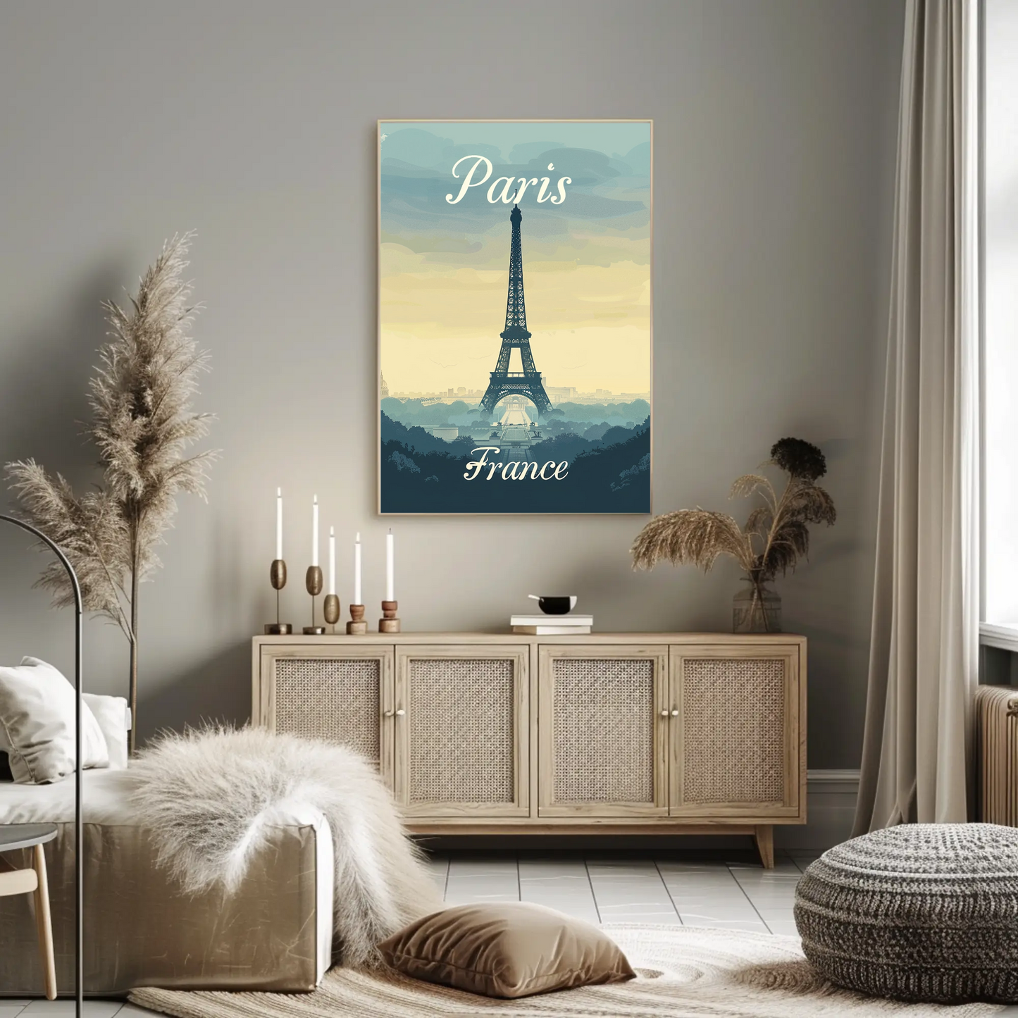 Paris, France - Eiffel Tower Vintage Style Poster