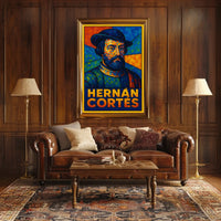 Hernán Cortés Vibrant Mosaic Portrait Poster