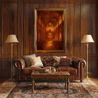 Gothic Cathedral Interior Hyper Realistic Art Decor Poster