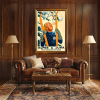 Vintage Winter Alps Sports Scene Travel Poster PosterGoat