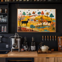 Idyllic Autumn Countryside Scene with Deer Poster