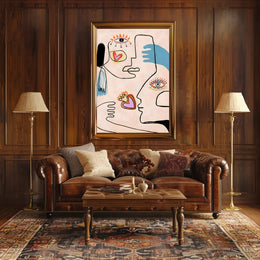 Abstract Faces And Hearts Poster Modern Art Print
