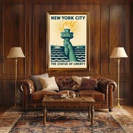 Statue Of Liberty NYC Icon Travel Poster Vintage Wall Art