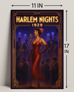 Harlem Nights Jazz Club Scene Music or Concert Poster