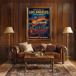 Hollywood Glamour in Retro Los Angeles Travel Poster