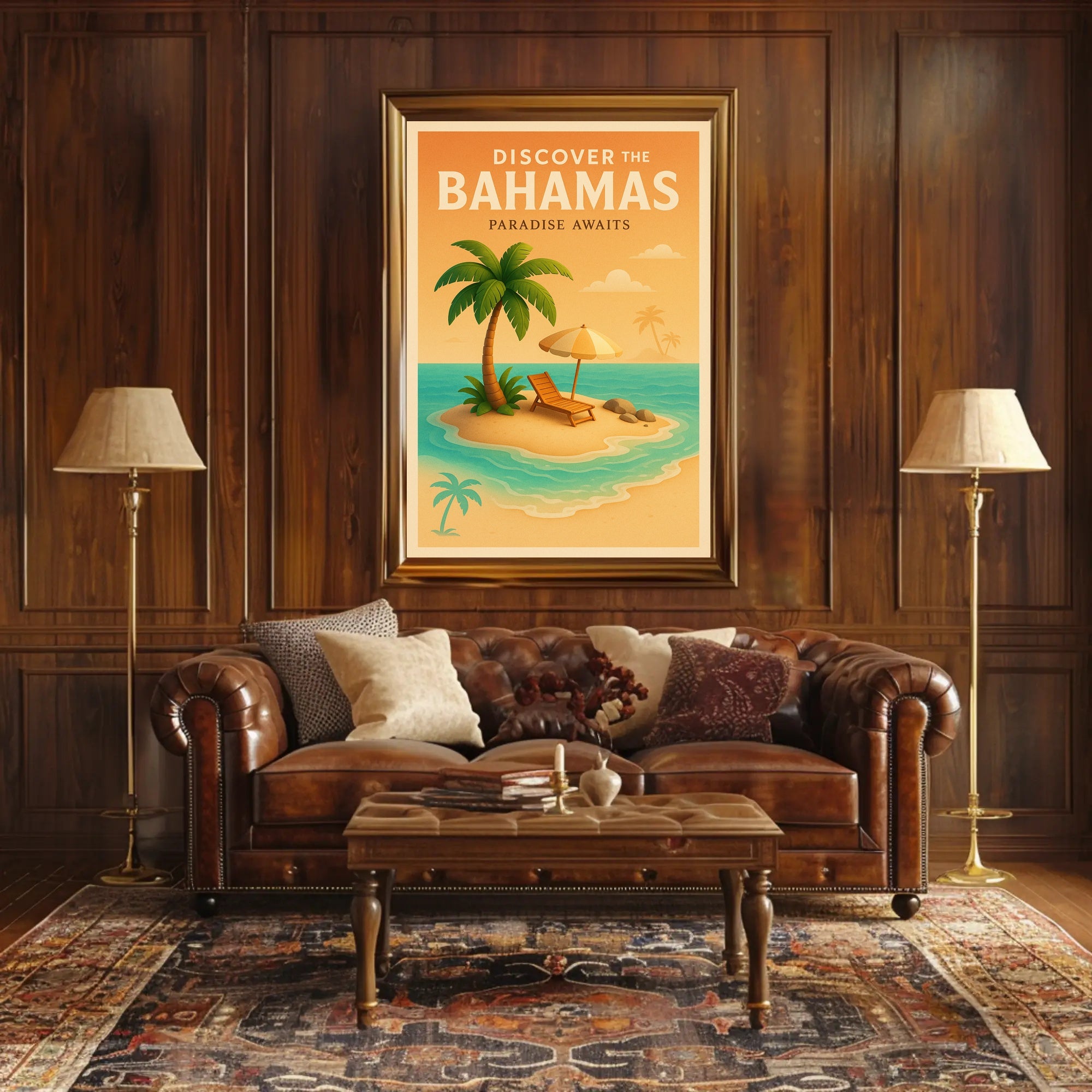Bahamas Tropical Paradise Vintage Travel Poster
